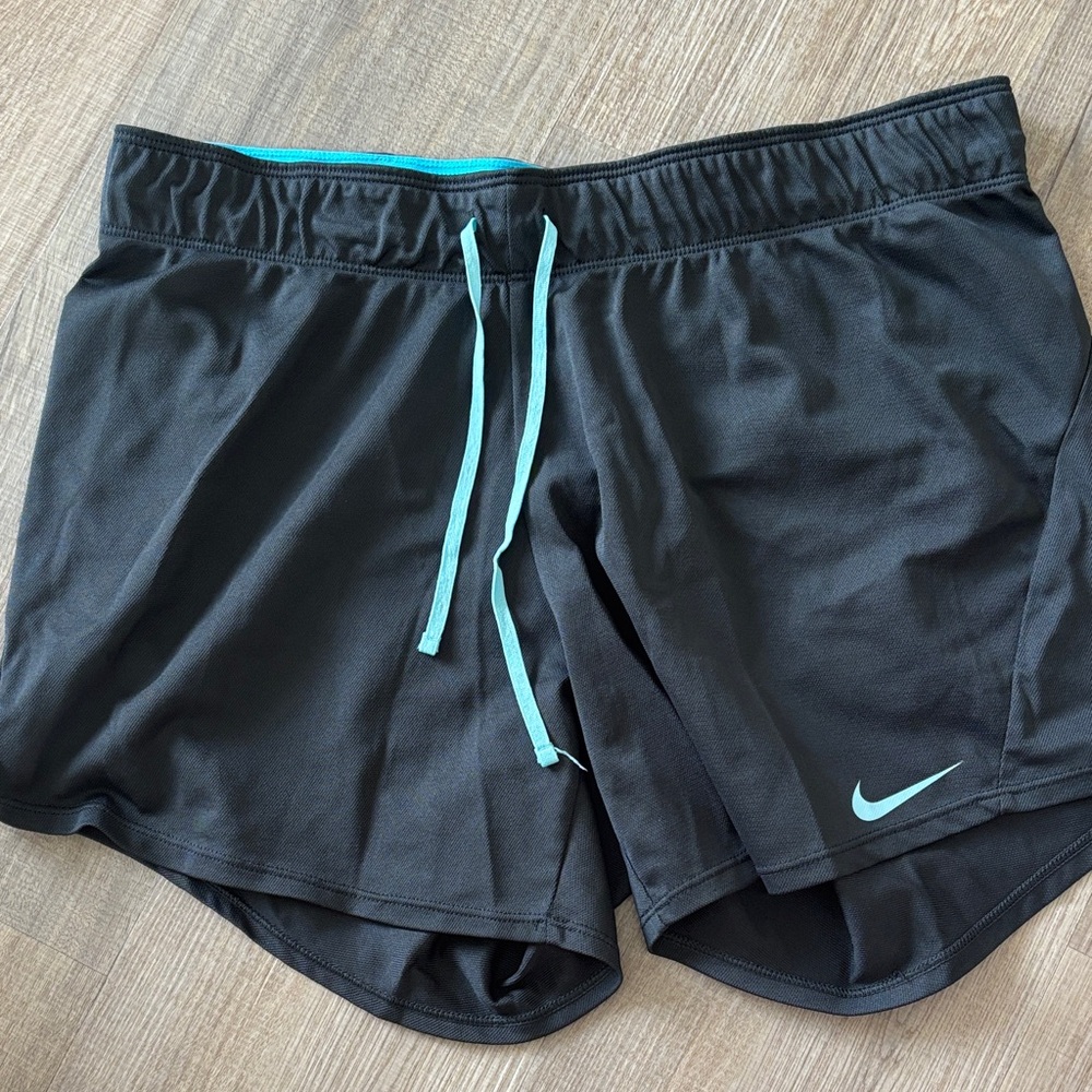 Nike Women's Black and Teal Athletic Shorts